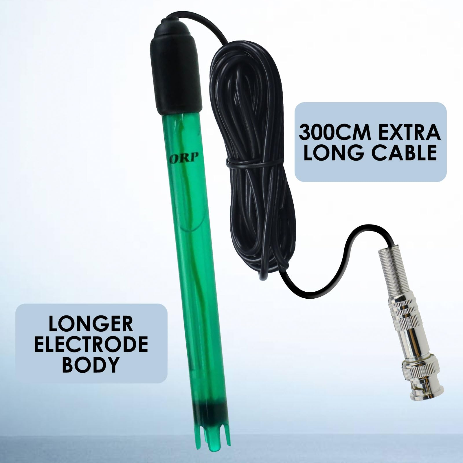Elettrodo ORP Sostituibile con Connettore BNC Cavo Lungo 300 cm (10 ft) Alta Precisione (-1999-1999 mV) Per Piscine, Spas, Acquari, Acqua Potabile & Laboratori