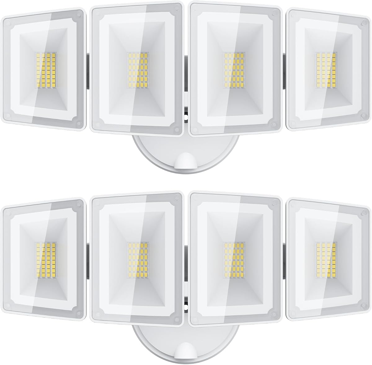 100W LED Security Lights Flood Light Outdoor Switch Controlled Super Bright | USTELLAR 10000LM Floodlights 4 Adjustable Heads, IP65 Waterproof 5000K Daylight Hardwired for Eave House Backyard 2 Pack