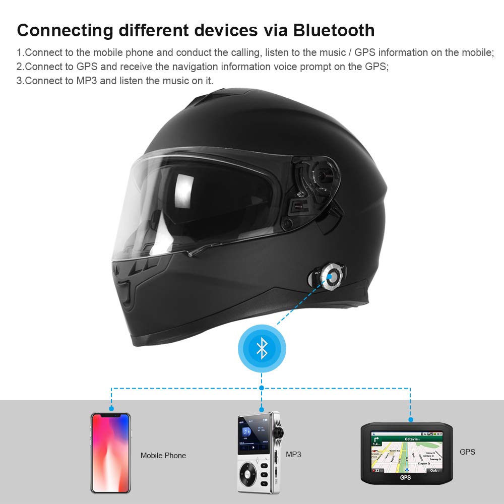 Martian Motorcycle Bluetooth Helmet Full Face Dual Visor with Bluetooth Headset 6 Riders intercom & 1000 Meter Communication : Automotive