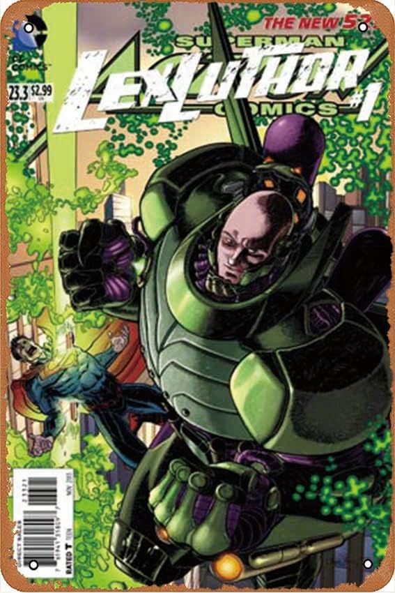 Póster vintage de Sikkim con logotipo de Action Comics (Los nuevos 52) #23.3 Cubierta estándar  Lex Luthor Comics Bar, hogar, cafetería, adorno de