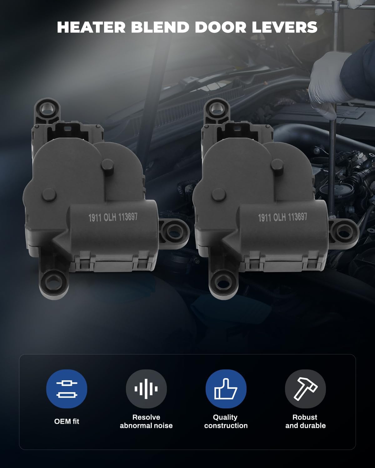 LUJUNTEC Black Blend Door Actuator Replaces 604-007 Replacement Heater Blend Door Levers Fit for Chrysler for 300M 1999-2004,for Chrysler for Concorde 1998-2004 2PCS