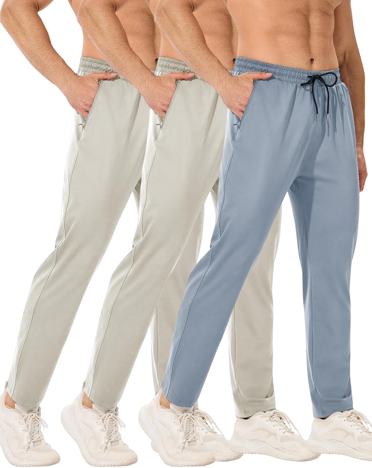 3-4 Packs Mens Sweatpants with Zipper Pockets Lightweight Workout Joggers for Men Men's Athletic Running Pants