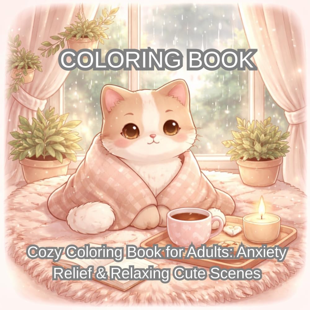 Cozy Coloring Book for Adults: Anxiety Relief & Relaxing Cute Scenes: Simple and Cozy Designs with Cute Animals, Peaceful Rooms, and Stress-Relief Coloring Pages for Relaxation and Mindfulness