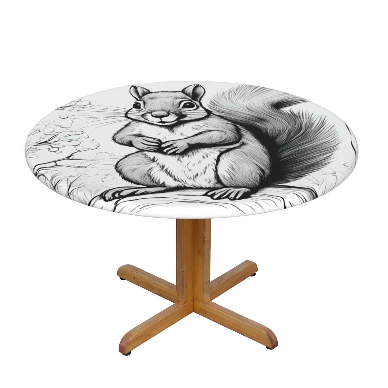 Cartoon Squirrel Print Wipe Clean Oval Tablecloth Stain-Resistant Dining Table Accessories Table Protector For Home