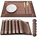 AMAYGA Juego de 6 Manteles Individuales, Lavables Salvamanteles Individuales plásticos de Vinil de esteras, Resistentes al Calor Antideslizante Fácil de Limpiar y Impermeable 45x30 CM(Marrón)