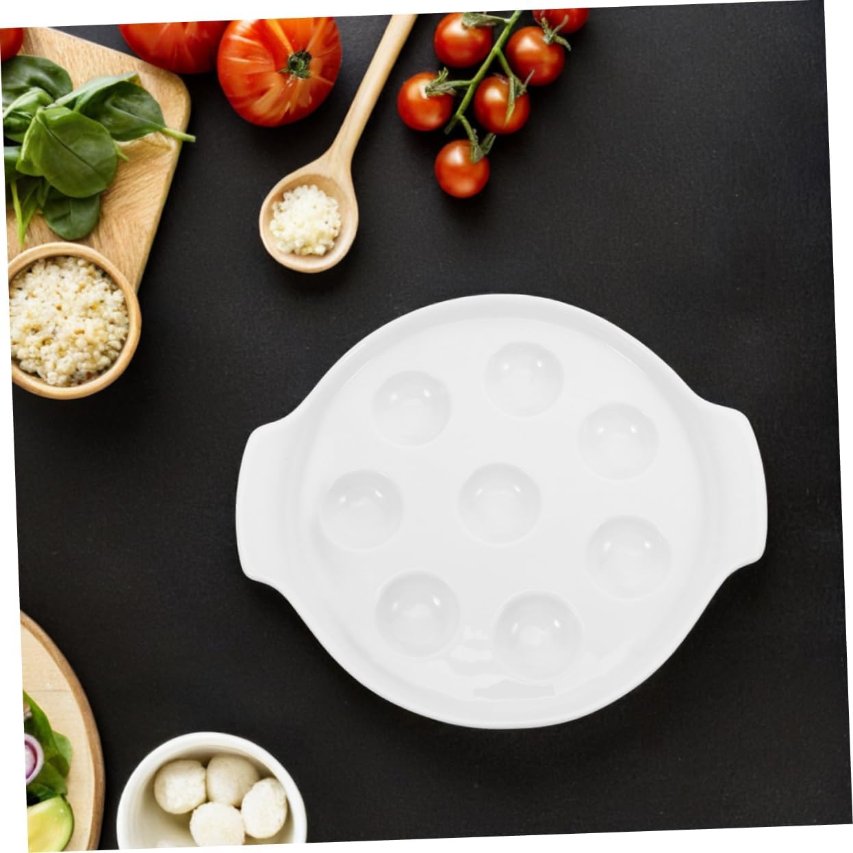 Cabilock 2Pcs Porcelain Escargot Plates Baking Dish with Handle for and Family Dinners and Oven