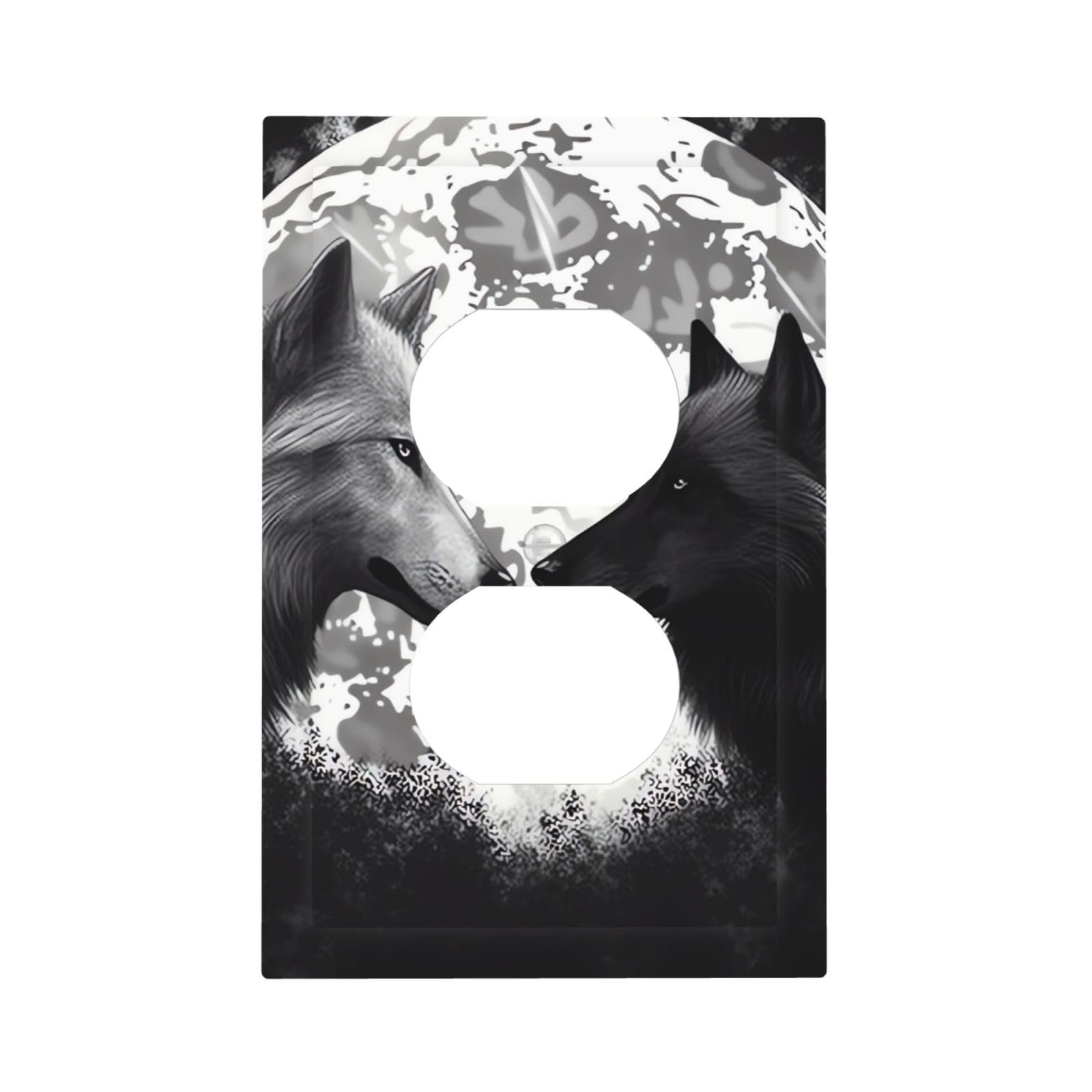 1-Gang Decorator Wall Plate Wolves Love Light Switch Cover Single Gang Receptacle Outlet Wall Plate Mid Size 5" x 3" Wallplate Unbreakable Polycarbonate Outlet Faceplates Covers