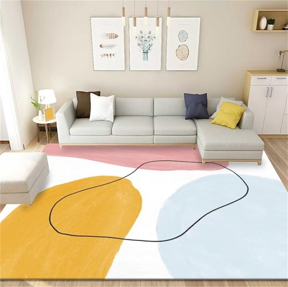 Tapis de chambre enfant doux et confortable en vinyl moderne jaune 120x160