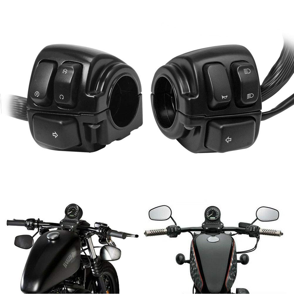 H RUO 1" Handlebar Control Switch 25mm Motorcycle Turn Signal Control Switch for Harley XL883 Sportster Softail V-Rod 1996-2012