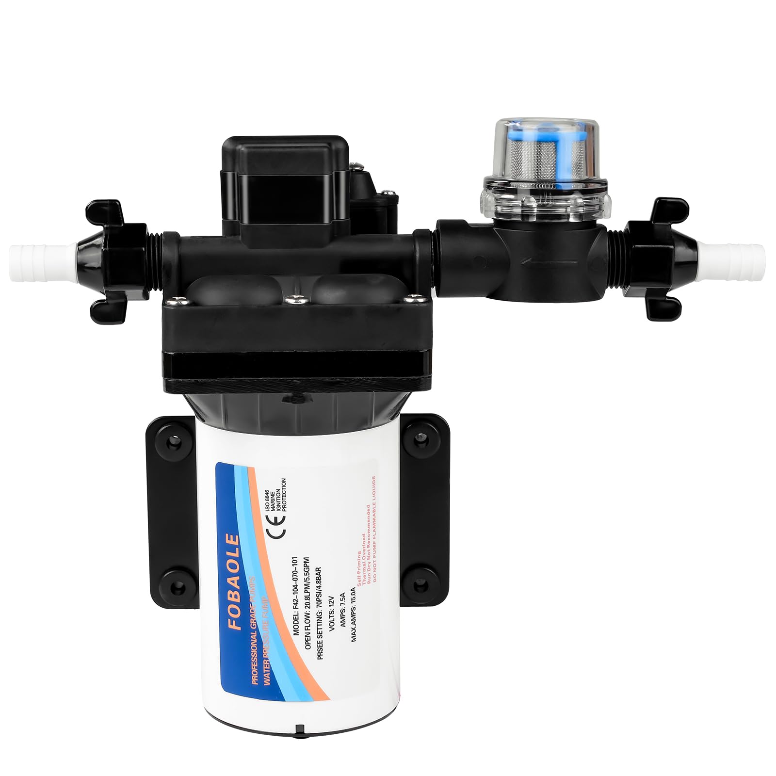 Autocebante de Diafragma, 12V Bomba de Agua y Bombas de Diafragma Neumática, DC 70PSI 5.5GPM Bomba Industrial Autocebante de Presión de Agua, Bombas de Agua para Vehículos RV y Autocaravana