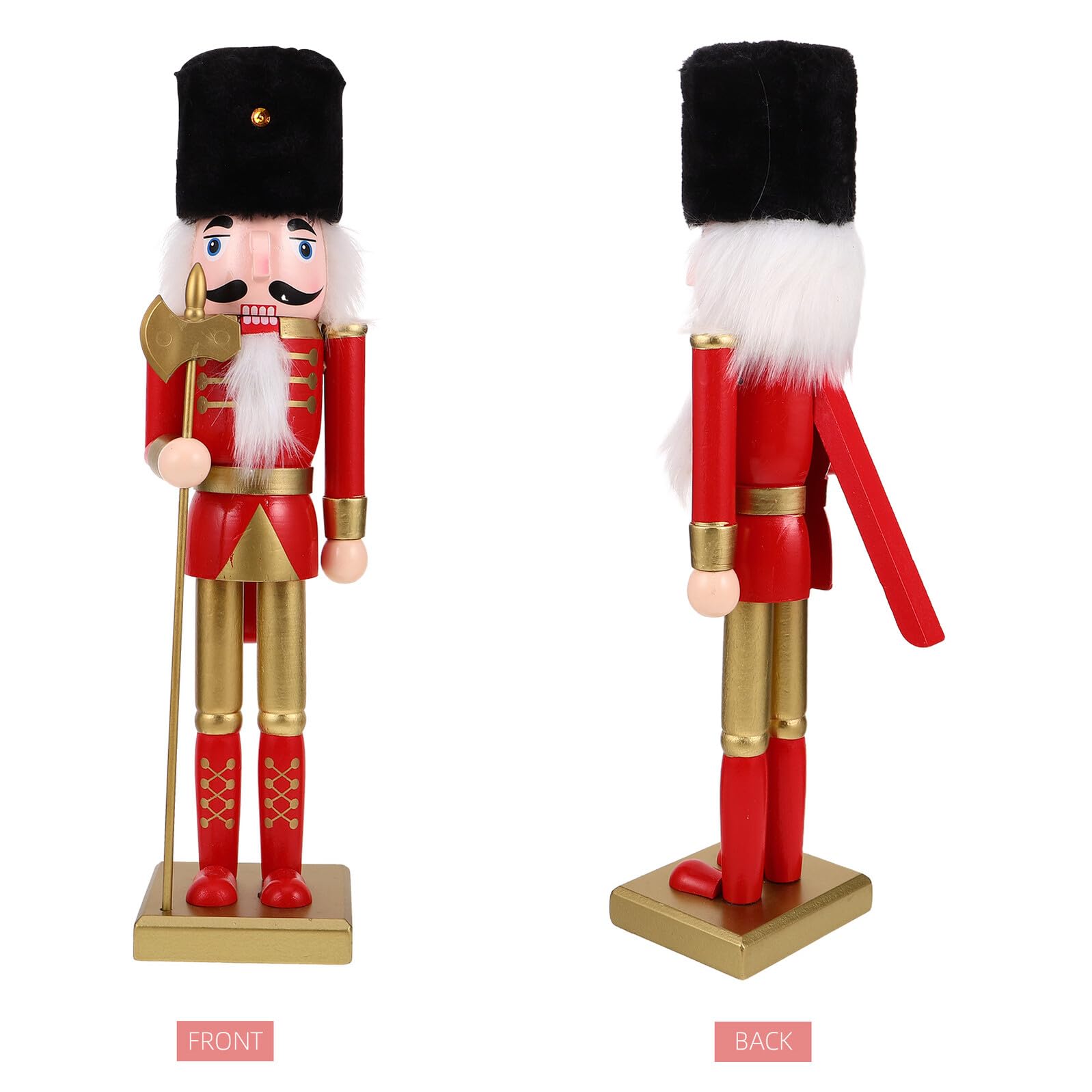 Weihnachtssoldat Nussknackerfigur 38cm mit Quadratischem Sockel Handgefertigte Traditionelle Weihnachtsdekoration für Tisch und Kaminsims