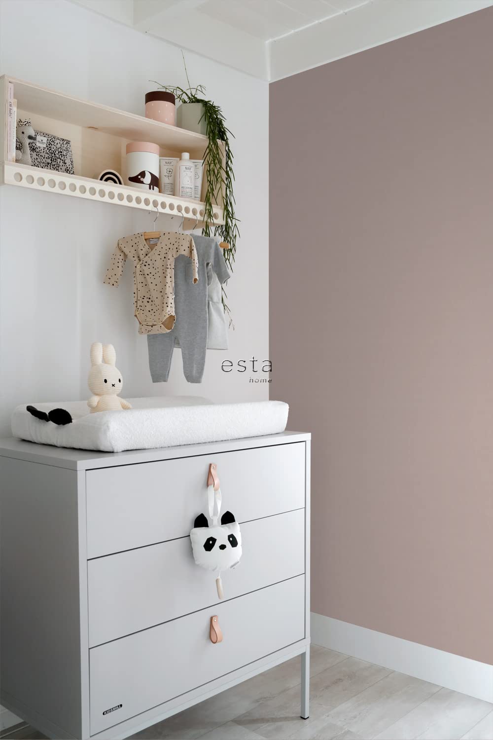 ESTAhome Tapeta lniana tekstura starego różu 53 cm x 10.05 m