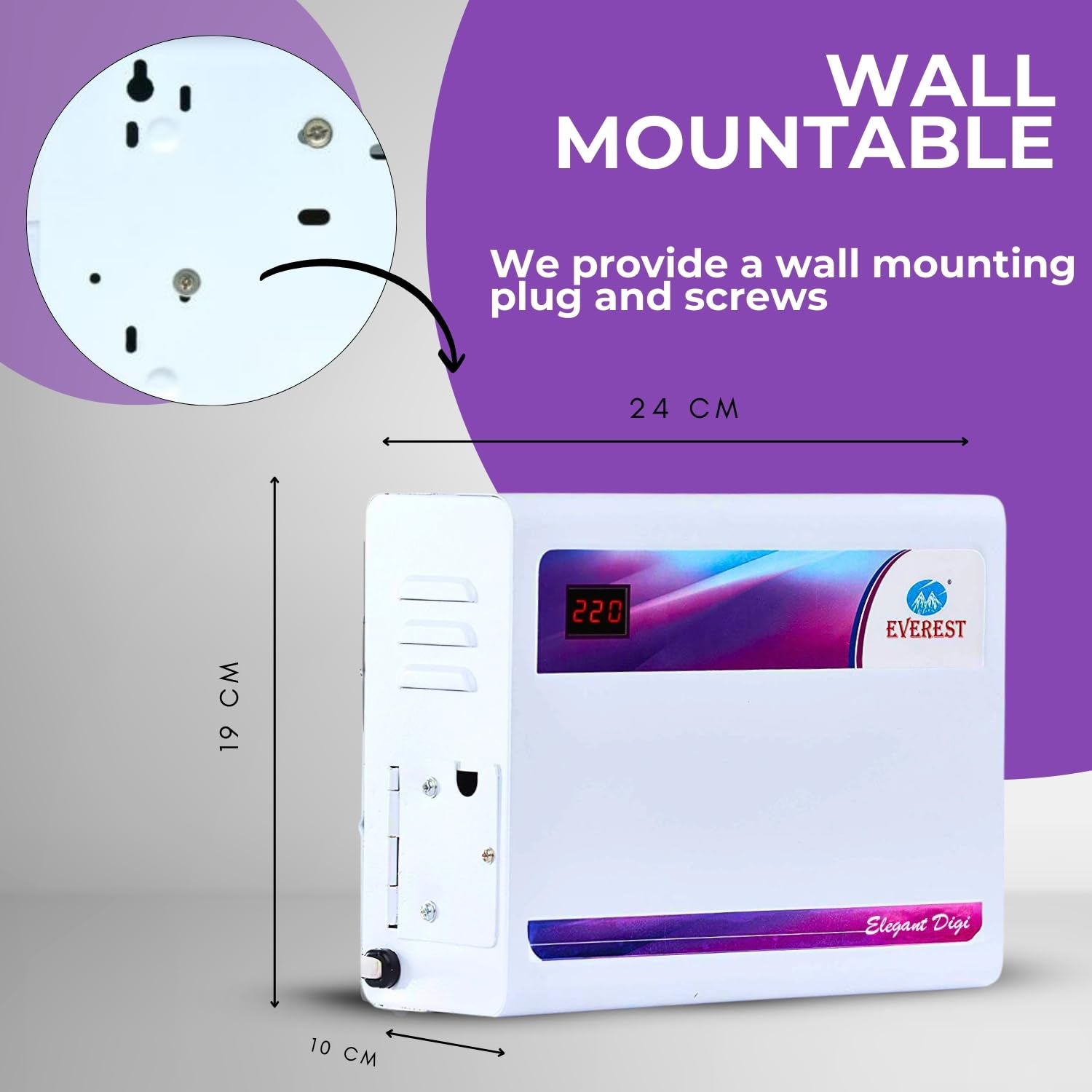 Everest EWD 400 N Elegant Digi Double Booster Inverter AC & Normal AC Voltage Digital Display Stabilizer Used Upto 1.5 Ton AC Working Range (150 V to 270 V) White 2