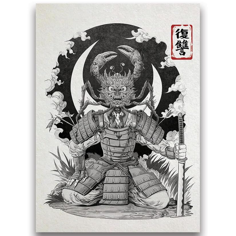Fantasy North - Heike's Revenge - Japanese Inked Yokai Series - 100 Textured Matte TCG Card Sleeves - Fits Magic MTG Commander Pokemon and Other Card Games - Playing Card Sleeves