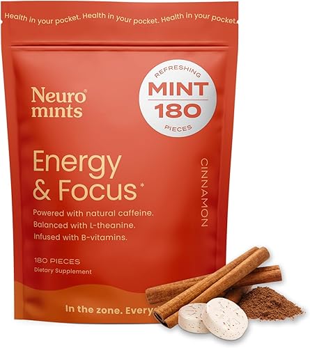 Miniatura 1 de Neuro Mints  Mentas energéticas nootrópicas con cafeína  40 mg de cafeína + 60 mg de L-teanina + vitaminas B para energía y concentración  Sin