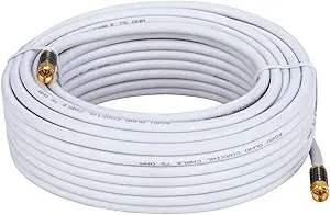 Cables Direct Online 25ft Black Quad Shield RG6 Coaxial Cable, F Pin and BNC Extension Wire for Satellite Dish, Cable TV, Antenna - Digital HD 3GHz Coax Cord with Weatherproof Connectors