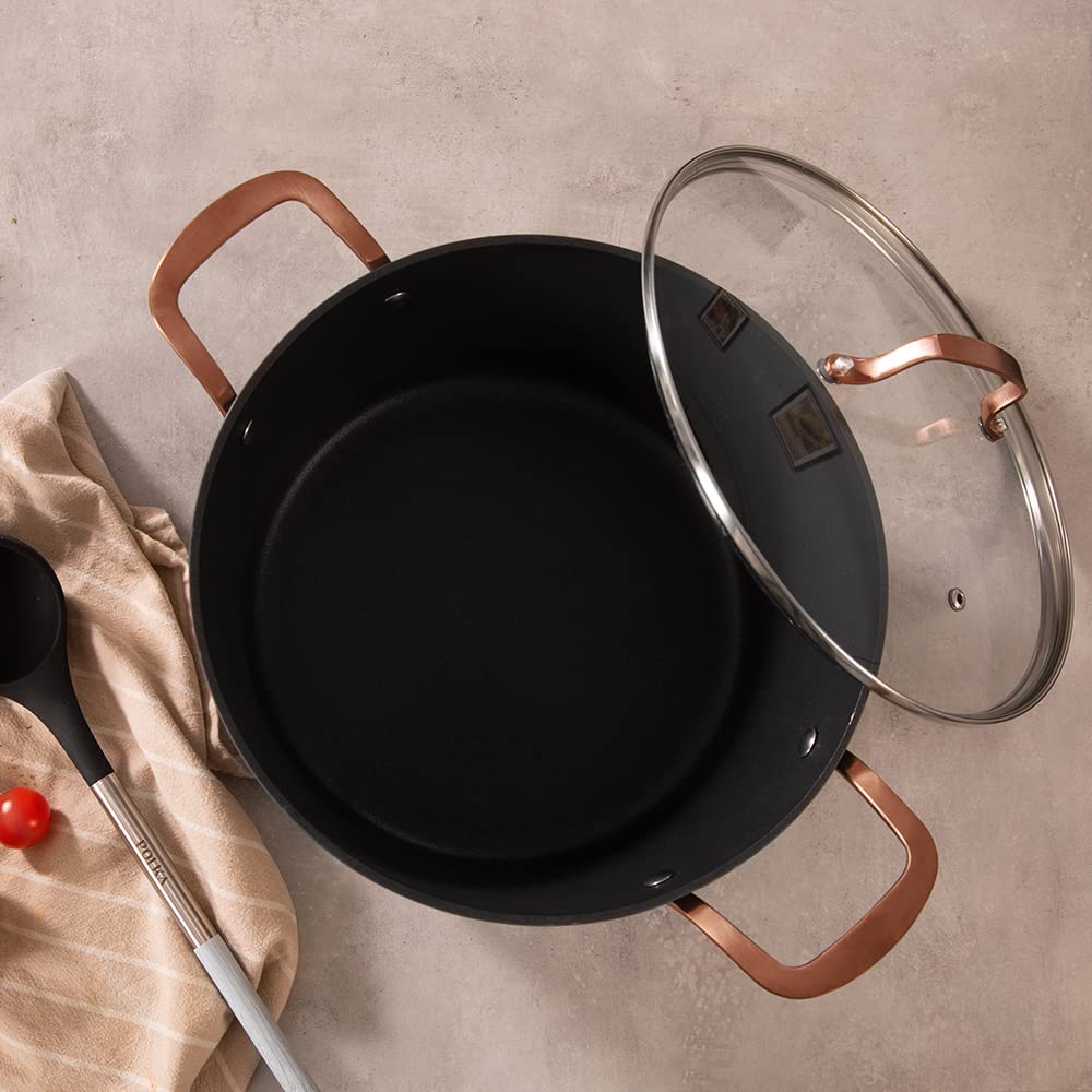 Cecotec Topf Polka Fantasy 28 Pot Golden. Durchmesser 28 cm, Fassungsvermögen 7,1 l, geschmiedetes Aluminium, Antihaftbeschichtung Platinum Plus Teflon, PFOA-frei, geeignet für alle Arten von Herden