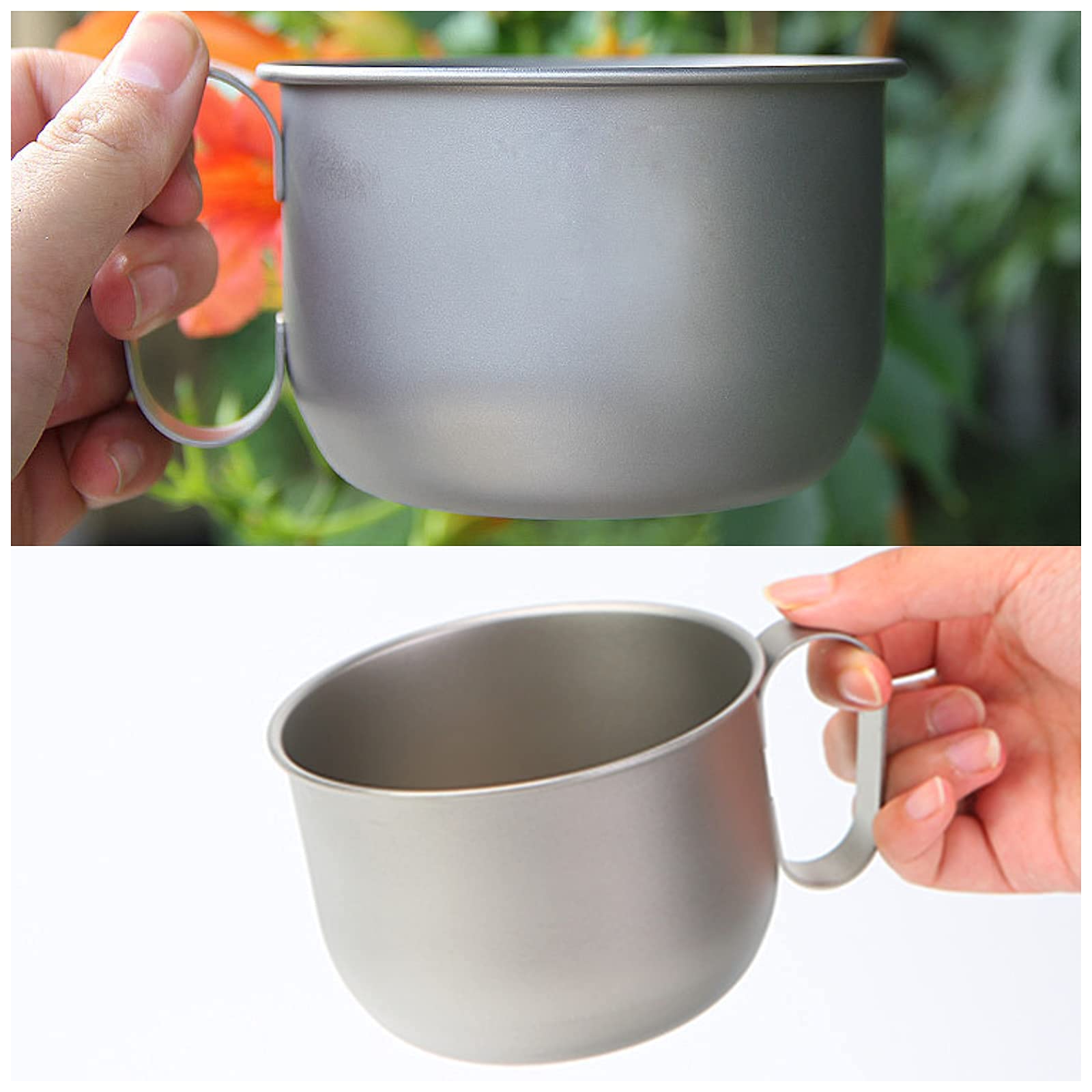 Tasse de Camping en Titane Set de cuisine de 700 ml camping avec poignée pliante pour