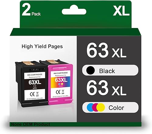 Cartuchos de tinta 63XL de alto rendimiento compatibles con HP Ink 63, paquete combinado de color negro y compatible con Officejet 3830 Envy 4520