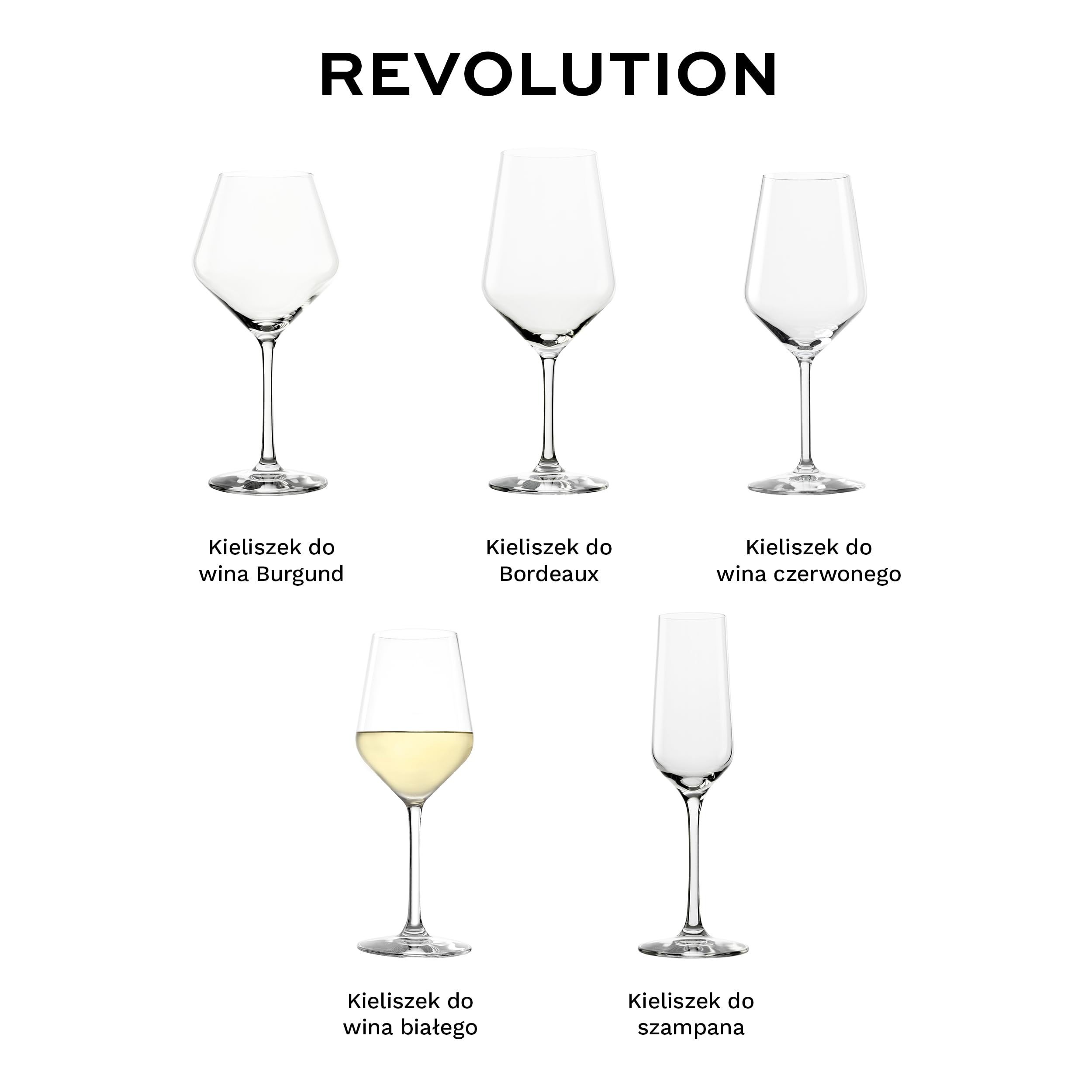 Stölzle Lausitz Kieliszki do Wina Białego Revolution Zestaw 6 sztuk, 365 ml – Kieliszki do Ciężkich Win Białych & Średnich Czerwonych – Kryształ – Można Myć w Zmywarce & Made in Germany
