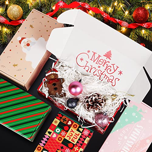 Image of 25 Pack 8x4x2 inch Small Christmas Gift Box with Lid, Recyclable Corrugated Cardboard Shipping Boxes for Small Business,Gift Packaging,Specially Designed Box. (8 inchx4 inchx2 inch,Xmas Mix Pattern)