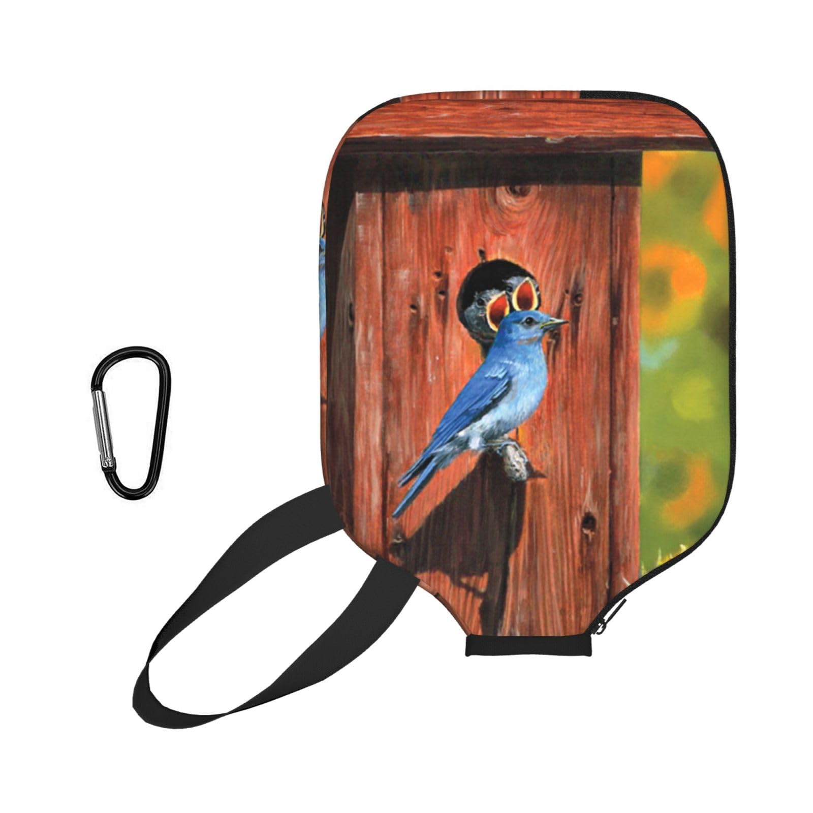 EZDLOWVBA Birds & Sunflowers Print Pickleball Paddle Cover, Neoprene Racket Sleeve With Zipper, 11.6'' * 8.7'' Soft & Durable Pickleball Paddle Protection Cover