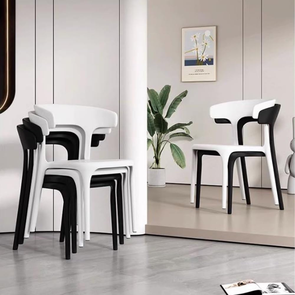 ILOOXI Sedie in plastica impilabili da 45,7 cm, sgabelli impilabili, per sala da pranzo, per adulti, casa, scuola (nero)
