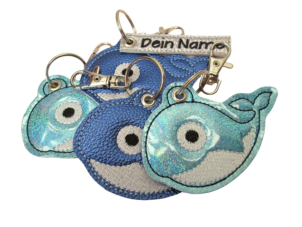 WAL Blauwal personalisierbar mit Namen Schlüsselanhänger Taschenanhänger tolles kleines Geschenk zur Einschulung für Tasche
