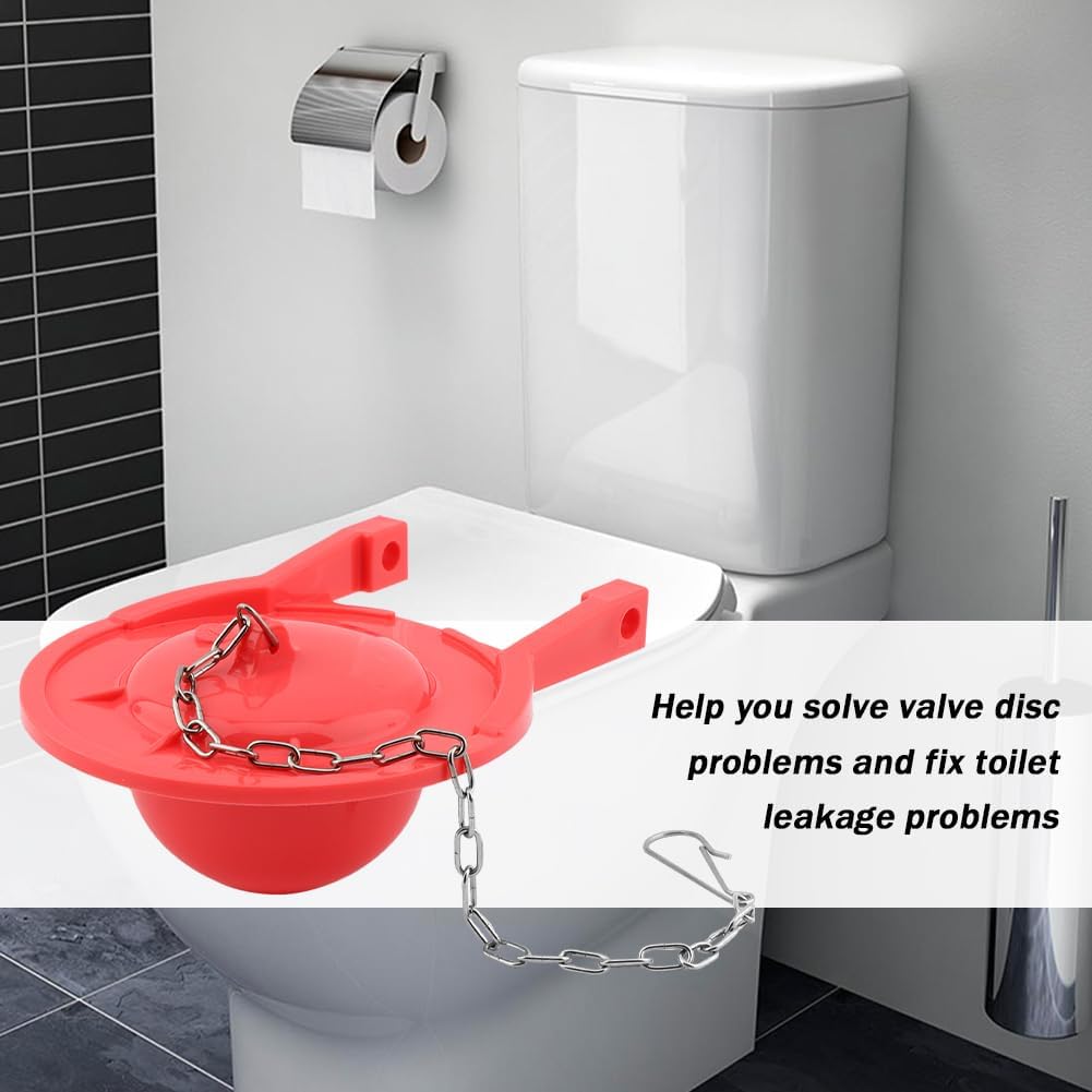 2pcs 3inch Toilet Flapper Replacement Universal Toilet Flush Valve Replacement Parts Easy to Install PVC Material Toilet Flapper with Stainless Steel Chain(Red)