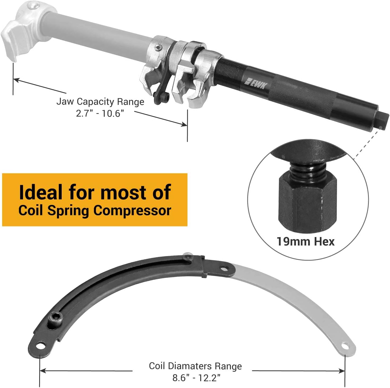 EWK 3 pcs Coil Spring Compressor Tool Heavy Duty Macpherson Strut Spring Compressor Set with Safety Jaws and Holder, 2200 LB Capacity