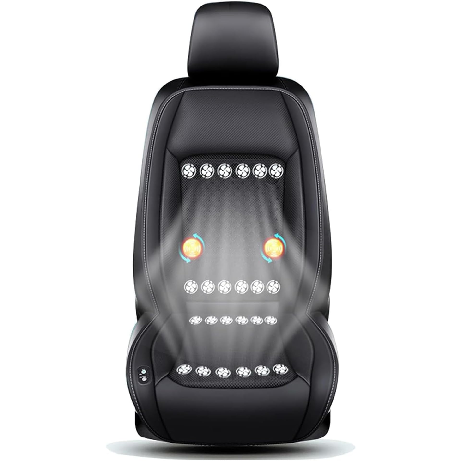 YIHANGG Coprisedile Auto Rinfrescante Sedile Anteriore, Cuscino per Sedile Auto Rinfrescante Ventilatocon Massaggio per Auto, SUV e Camion(12V - Cigarette Lighter Socket + USB,Black(24 Fans))