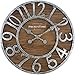 PresenTime & Co Vintage Farmhouse Series, Galvanized Rustic Barnwood Clock, 19.5 inch, Galvanized Finish, Arabic Numerals with Weathered Natural Barnwood