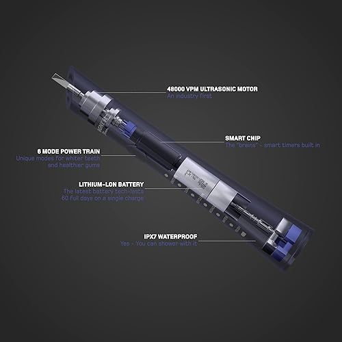 Miniatura 2 de Wagner & Stern - Cepillo de dientes eléctrico blanqueador ultrasónico con 8 cabezales de cepillo negro carbón. Para un aliento fresco y una sonrisa