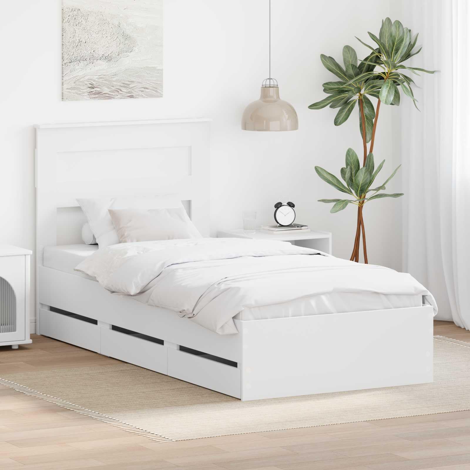 vidaXL Struttura del letto Bianco 100 x 200 cm Legno Ingegnerizzato