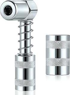 Grease Coupler Silver Coupler Adapter,2 Pcs Grease Gun Coupler,Grease Gun Coupler Snaps,90 Degree Grease Coupler Adapter with Sleeves, 3 Jaw Angle Grease Fitting Tool for Auto, Farm or Industrial