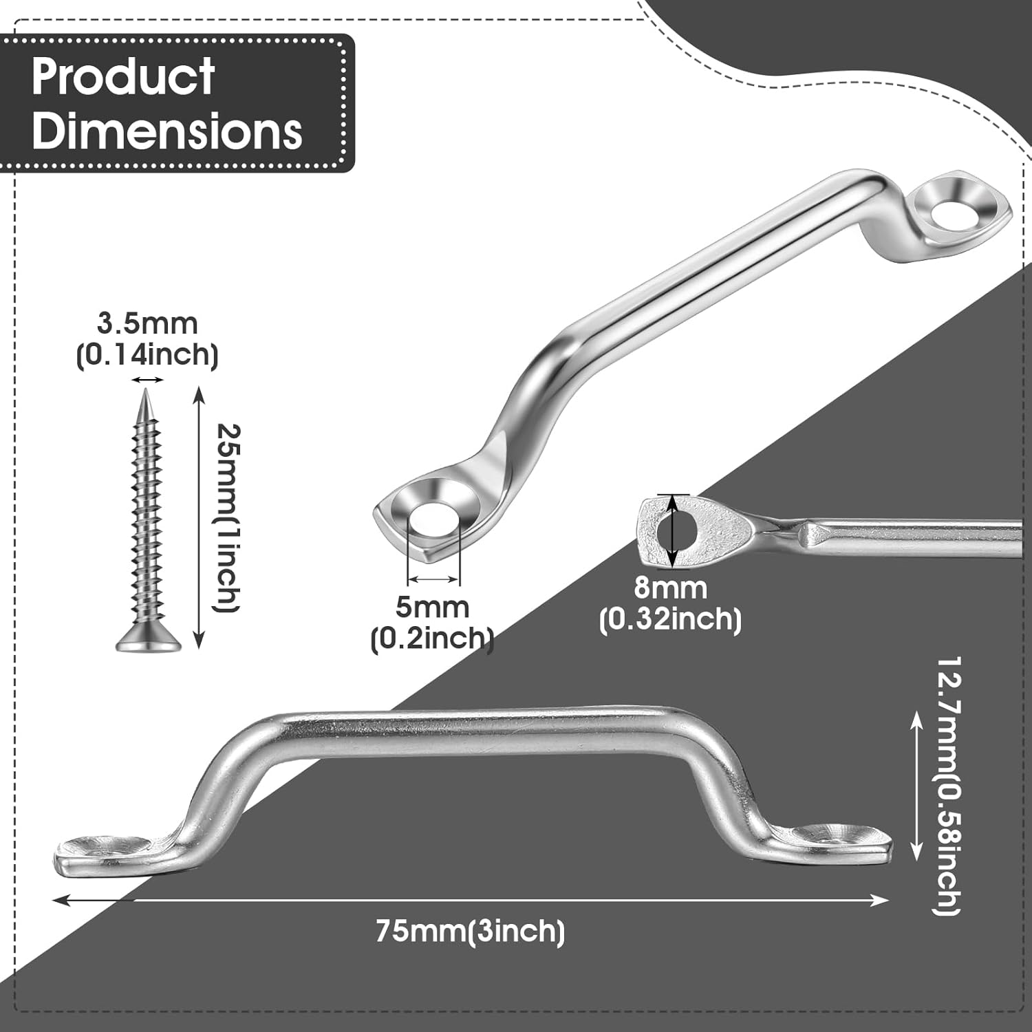 Therwen 20/40 Pcs Bimini Top Strap Footman Loop Pad Eye 316 Stainless Steel Footman's Loop with 40/80 Flat Head Tapping Screws for Kayak, Boat, Hanging Shade Sails, Canoe Rigging