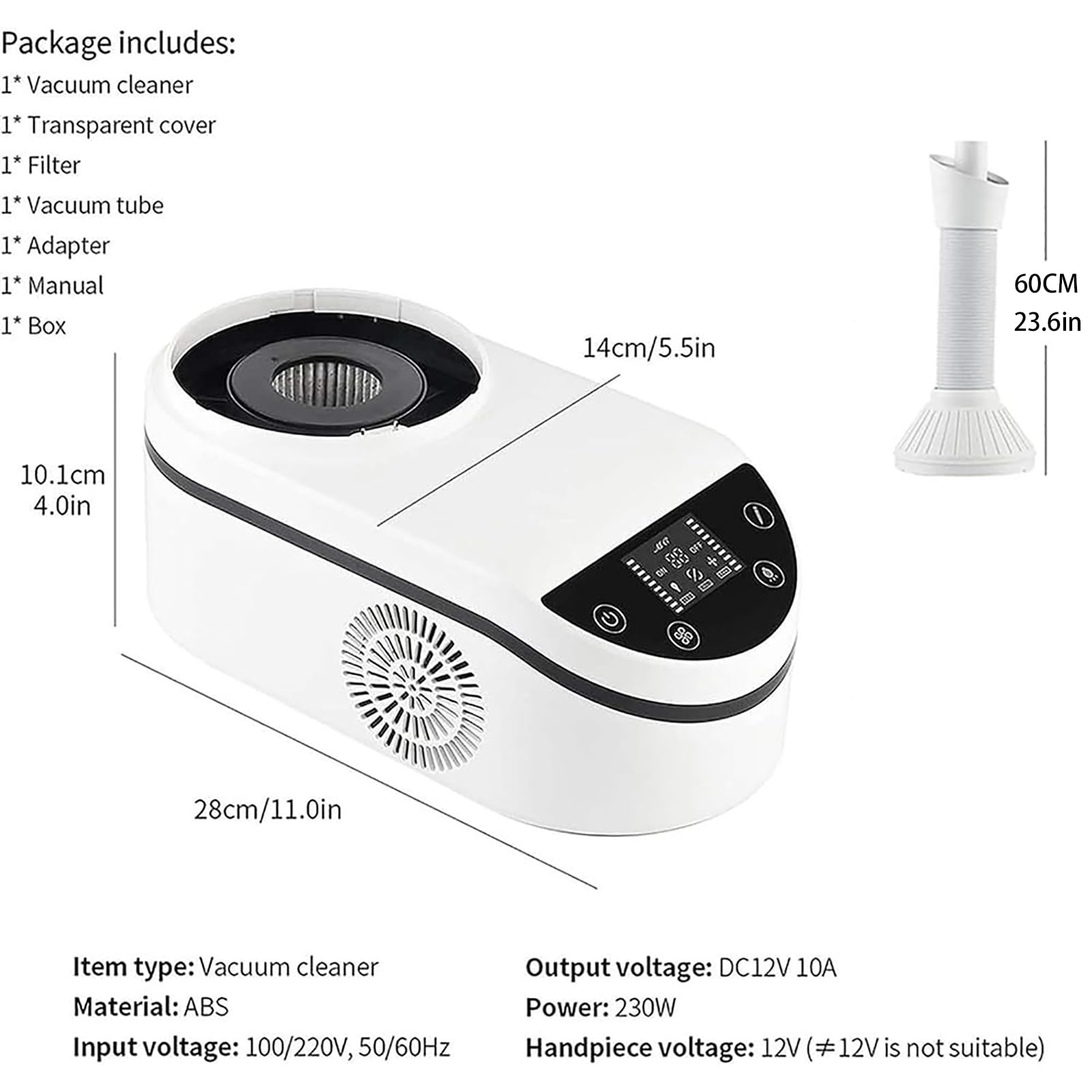 230w Aspiratore di Polveri per Attrezzature da Laboratorio Odontoiatrico,Aspiratore Portatile Potente,Collettore di Polveri da Tavolo,Aspiratore per Polvere con Design A LED
