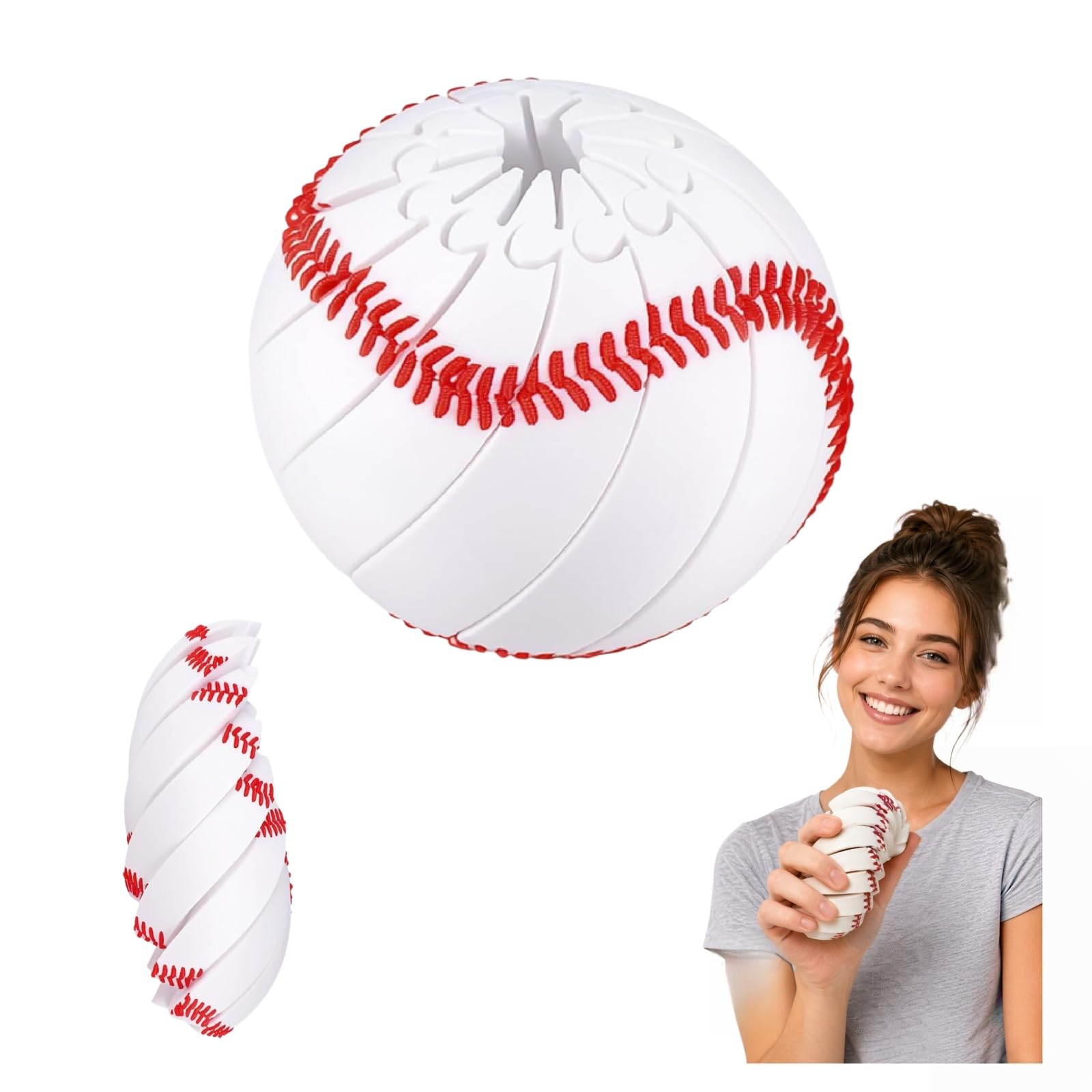 Baseball Fidget Ball Toy, 3D Printed Twist and Turn Fidget Toys Stress Balls Relieve Anxiety Sensory Desk Toy Portable Handheld Focus Ball for Home Office