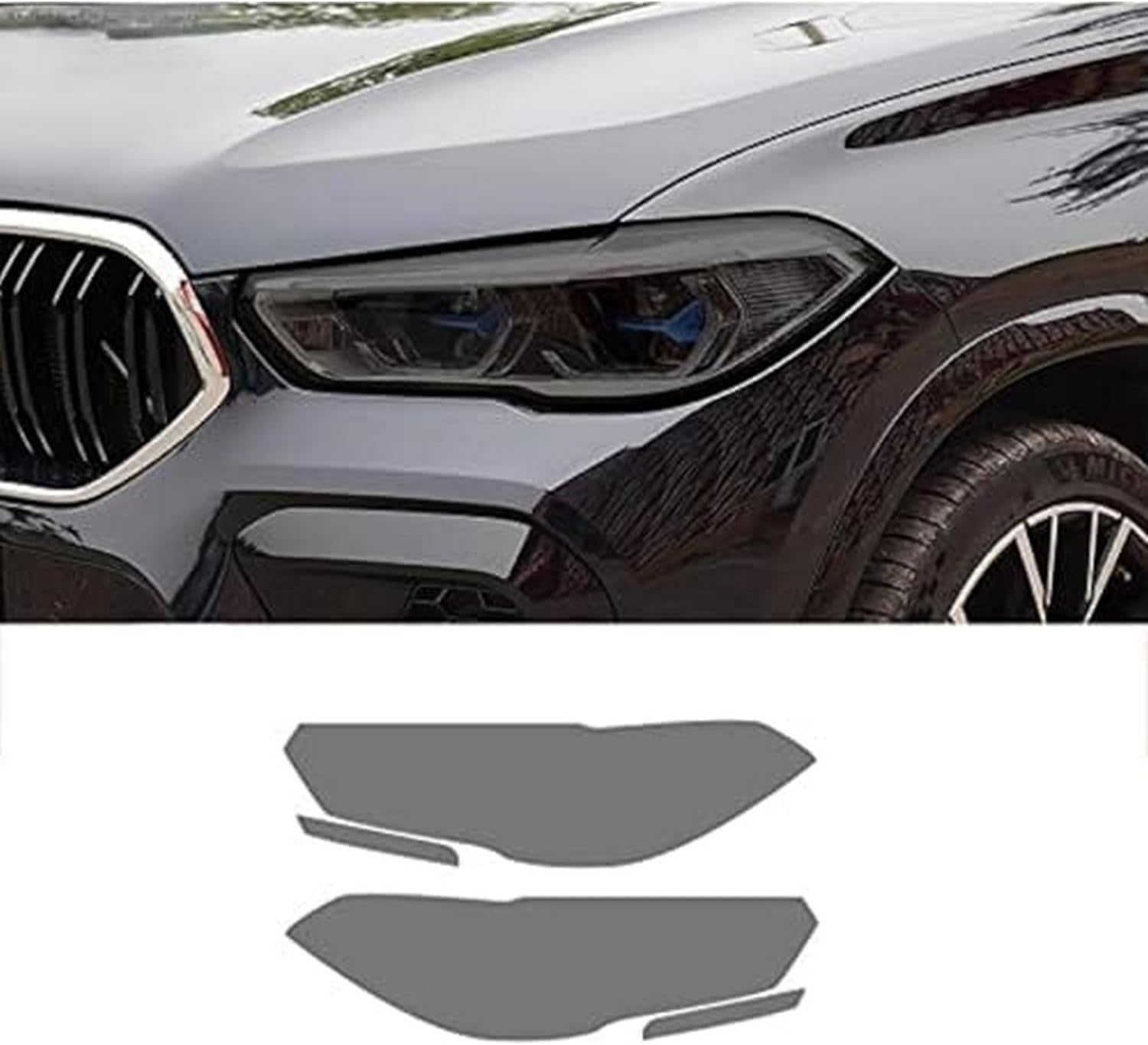 SamLng Car Front Light Film for BMW X6 M 2020 2021 Car Headlight Protective Film Front Light Transparent Blackened TPU Sticker Car Headlight Protective Film