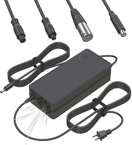Cargador eléctrico de bicicleta de 54.6V 2A para batería de litio de 48 V con 5 cabezales de salida compatible con Gotrax, Razor, Jetson, Ninebot,