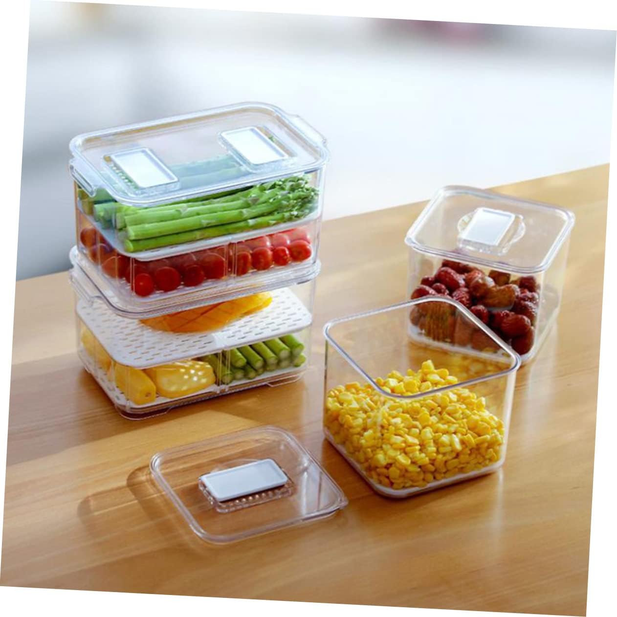 Refrigerator Crisper Sealing Food Preservation Box Storage Bins for Shelves Lids
