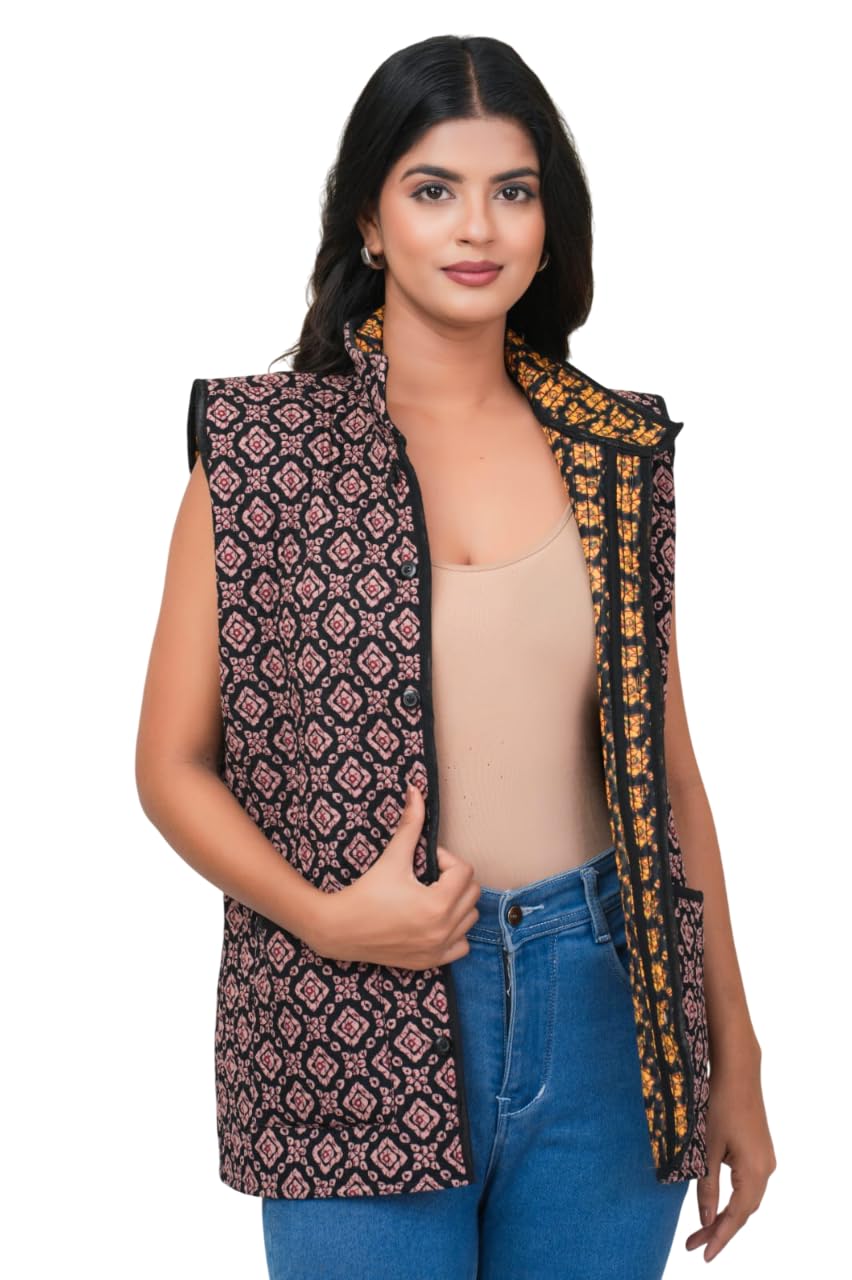 s creative woman printed reversible winter jacket/coat-picture-43