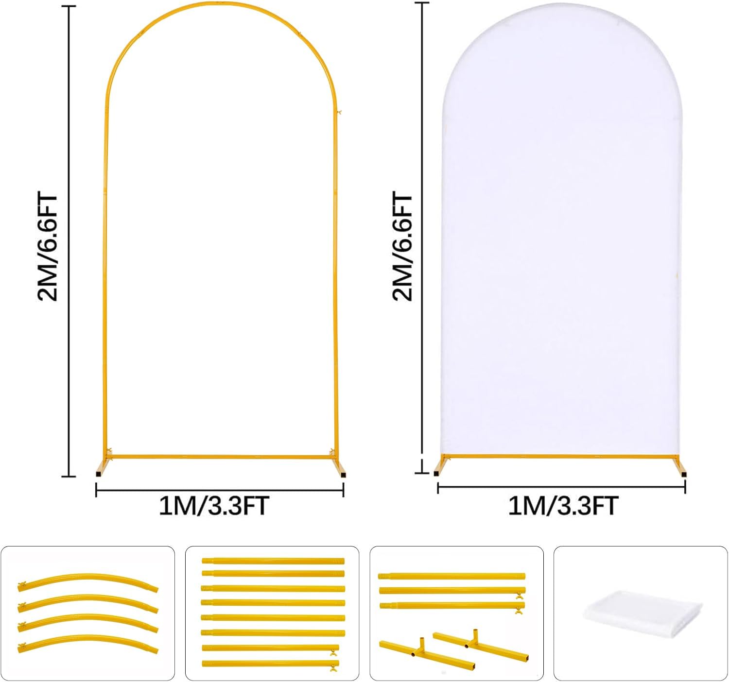 Vincidern 6.6FT Arch Backdrop Stand and Cover Set, Metal Arch Stand with White Cover for Wedding, Party, Baby Showers, Graduation, Birthday, Event Backdrop Decorations