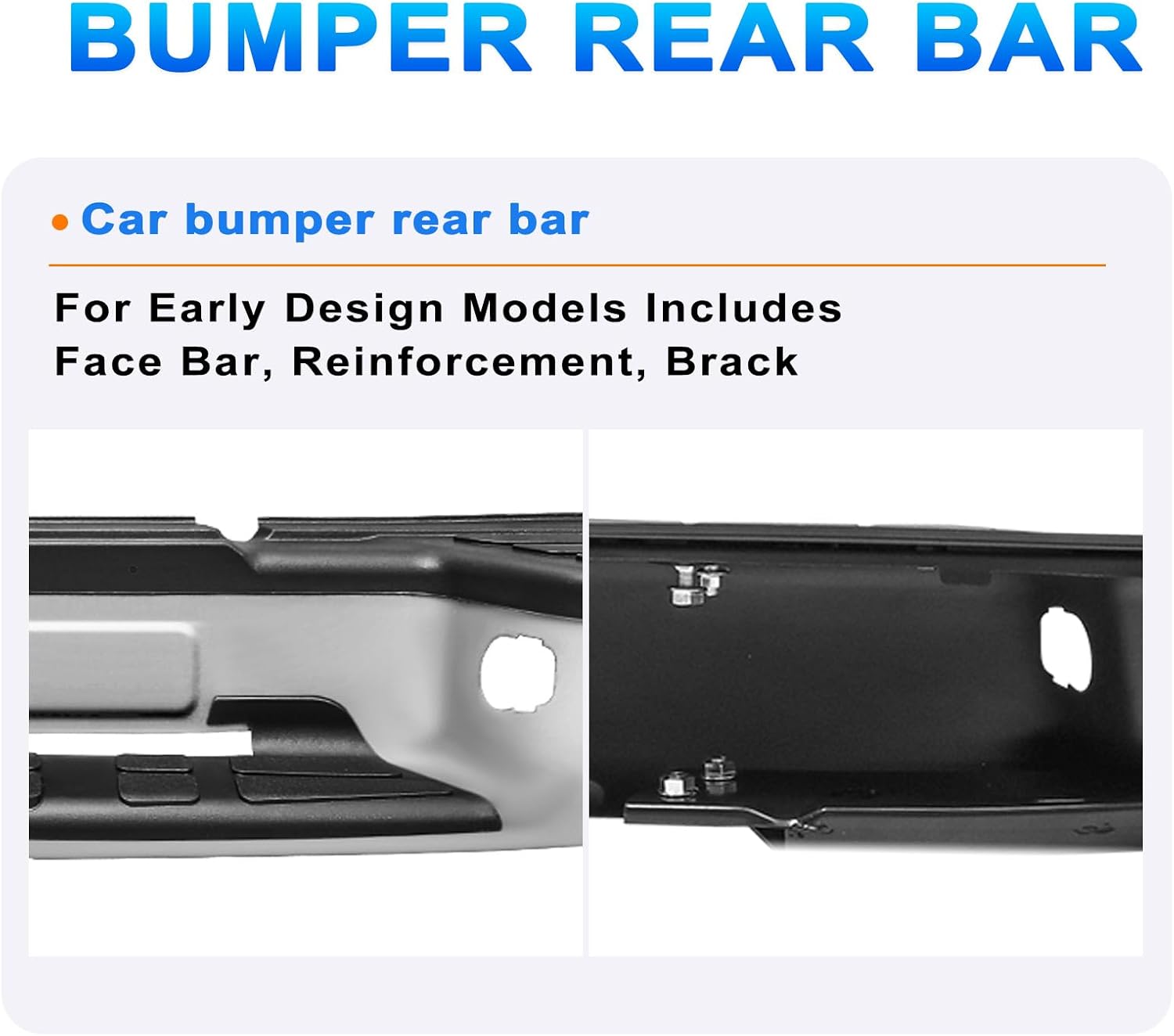 SOCKIR Rear Bumper Assembly Fit for 1998-2004 Chevy S10 / GMC Sonoma Fleetside Only One-piece Molding Anti-Rust Coating Chrome