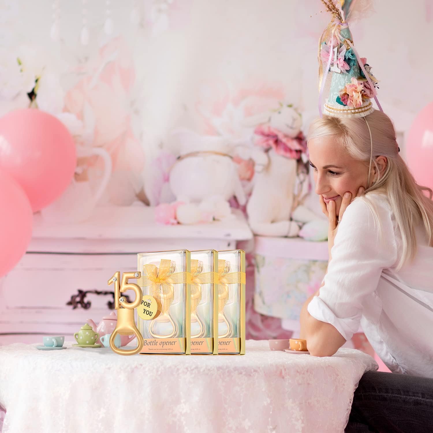 50Pieces 15th Birthday Bottle Opener Party Favors for Guests Quinceanera Party Favors Decorations and Souvenirs with Gift boxes for Adults