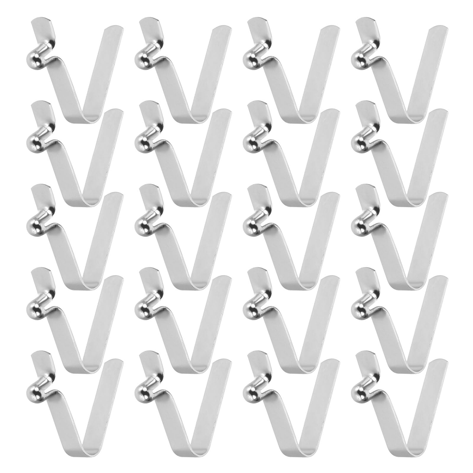 sourcing map 20pcs Single Button Kayak Paddle Snap Spring Clip 3.8x5.6x21mm 65Mn Spring Steel V-Shaped Hollow Lift Telescopic Locking Tube Pole Clips for Tent Umbrella Camping