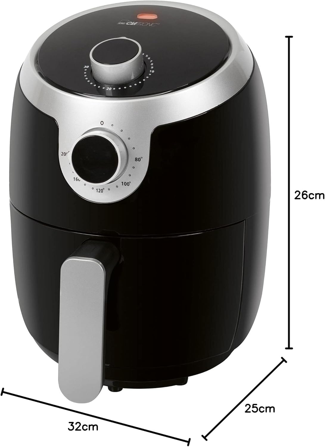 Clatronic FR 3769 H Friggitrice ad aria calda, senza olio e grasso, basso sviluppo di fumo e odori, preparazione di tempo e risparmio energetico, capacità fino a 1,8 litri, nero/argento Clatronic FR 3769 H Friggitrice ad aria calda, senza olio e grasso, basso sviluppo di fumo e odori, preparazione di tempo e risparmio energetico, capacità fino a 1,8 litri, nero/argento