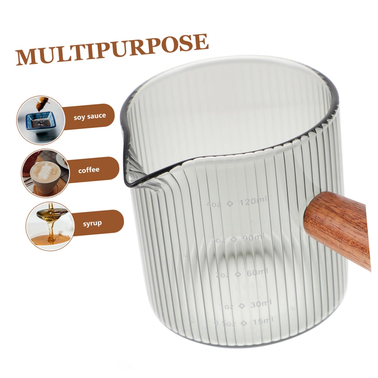 Garneck 8 Pz tazza di latte tazza caffe tazza trasparente Misurino per liquidi tazza crema tazzine da espresso contenitore per la crema del tazza di con design in scala legno