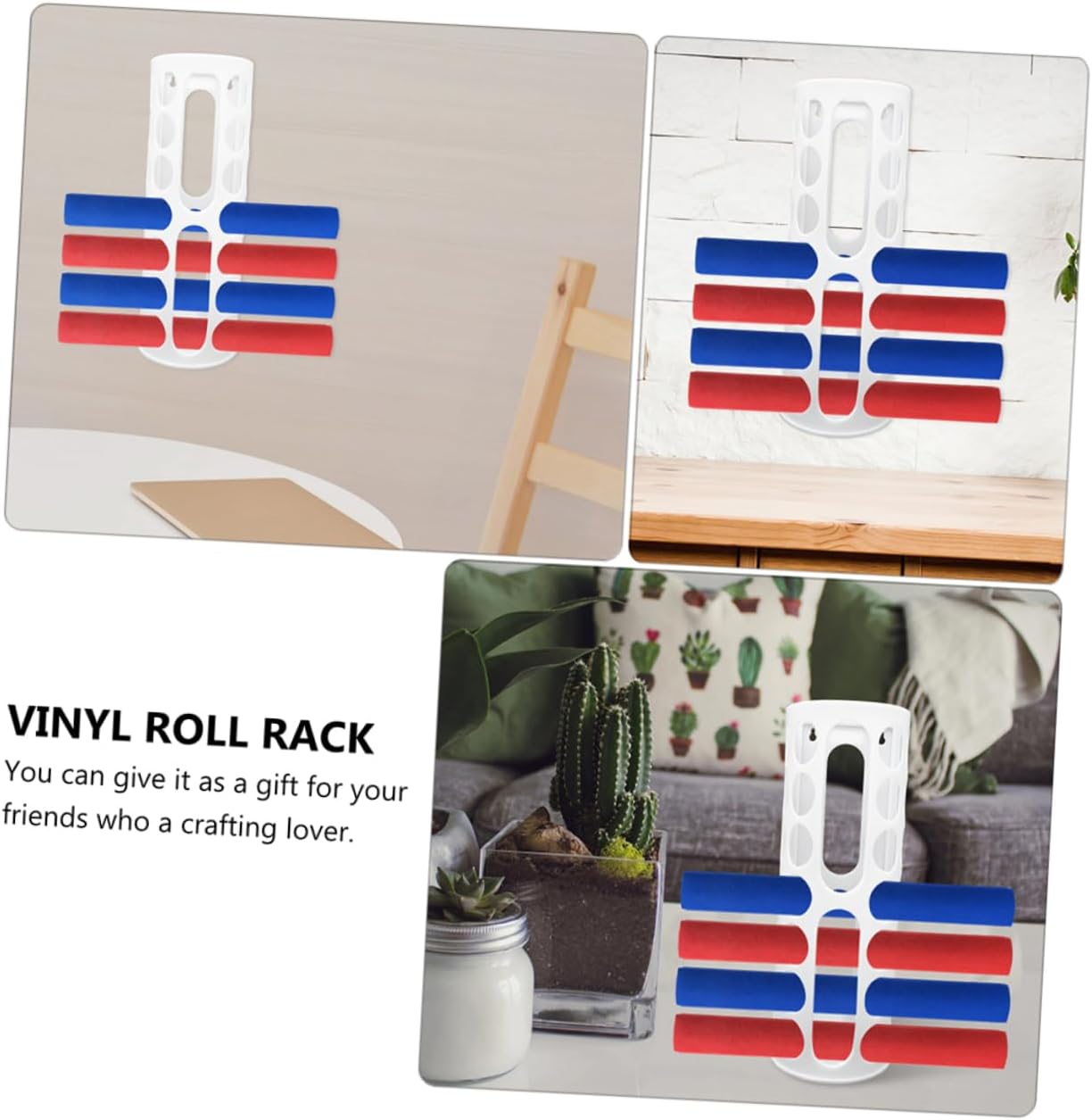 NUOBESTY 2pcs Vinyl Roll Storage Rack Organizer Space-Saving Adhesive Holder for Craft Rooms Efficiently Stores Multiple Vinyl White