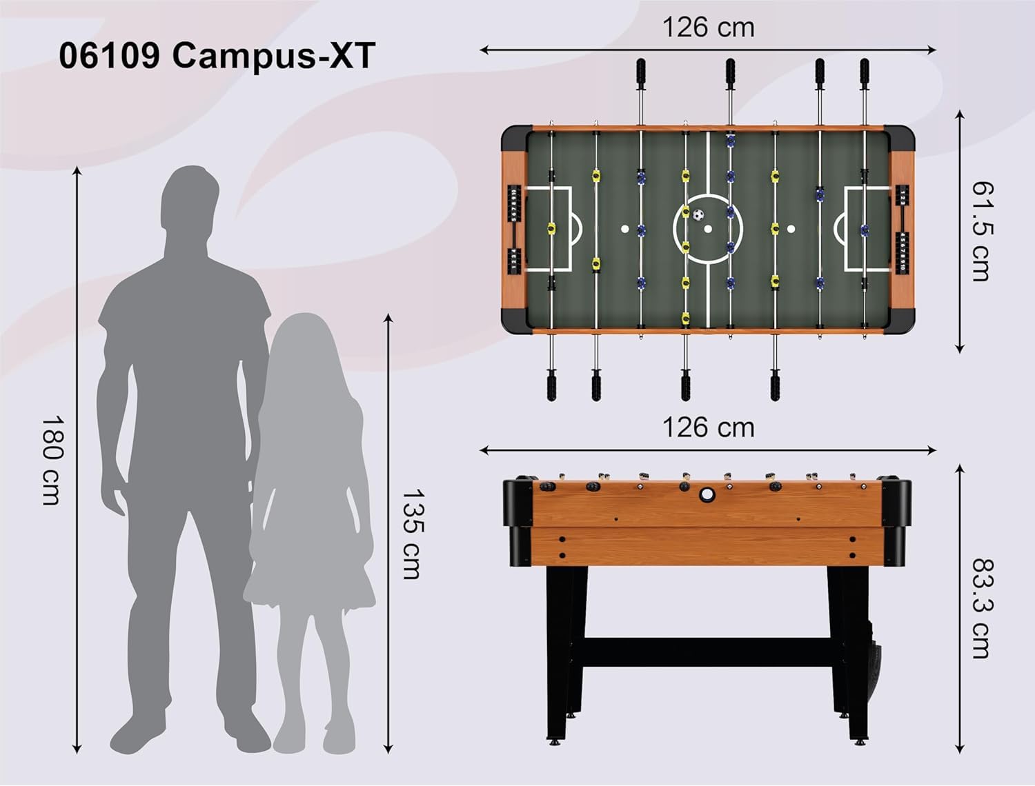 CARROMCO Campus-XT 9in1 Tisch| Kicker, Billard, Tischtennis & mehr | 9IN1 MULTIFUNKTIONSTISCH: Großer Spieletisch (122x62x85cm/33kg) für Kinder & Erwachsene. Inklusive komplettem Zubehör